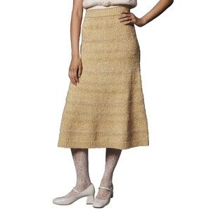 Anthropologie Mare Mare Cozy Slim Sweater Midi Skirt size L NWT Gold A-Line